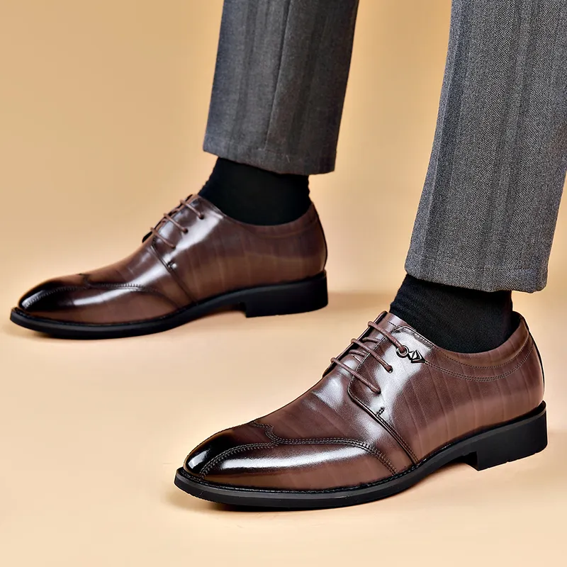 LUOMAIKE Dress Shoes Men Low Top Black, Brown-8