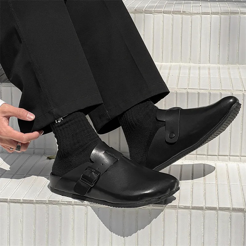 LUOMAIKE Slip Resistant Closed Toe Slippers Men's Black-3