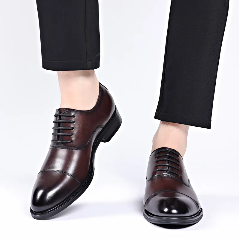 LUOMAIKE Dress Shoes Men Low Top Black, Brown-6
