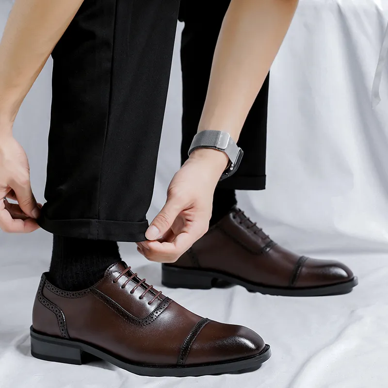 LUOMAIKE Dress Shoes Men Low Top Black, Brown-17
