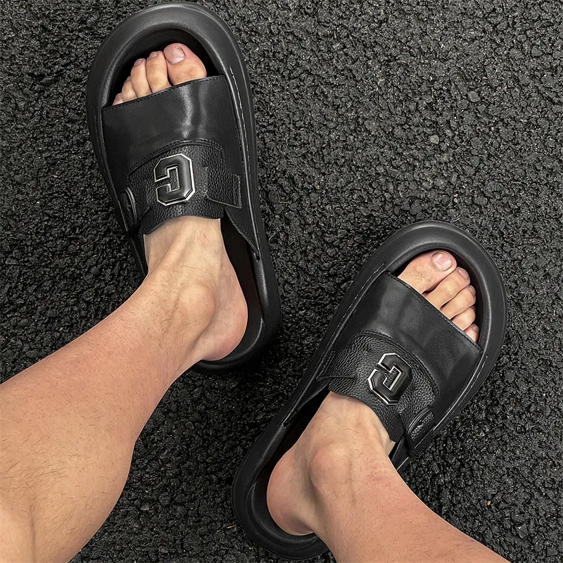 LUOMAIKE Rubber Sole Slip Resistant Slide Slippers Men's-4