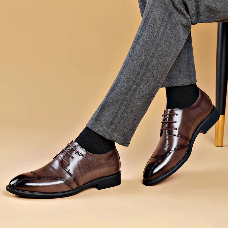 LUOMAIKE Dress Shoes Men Low Top Black, Brown-9