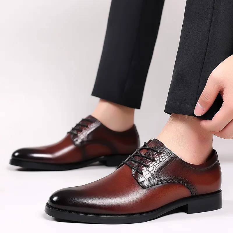 LUOMAIKE Dress Shoes Men Low Top Black, Brown-8