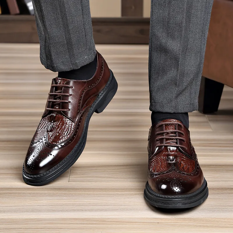 LUOMAIKE Dress Shoes Men Low Top Black/Brown-6