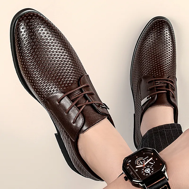 LUOMAIKE Dress Shoes Men Low Top Black, Brown-6