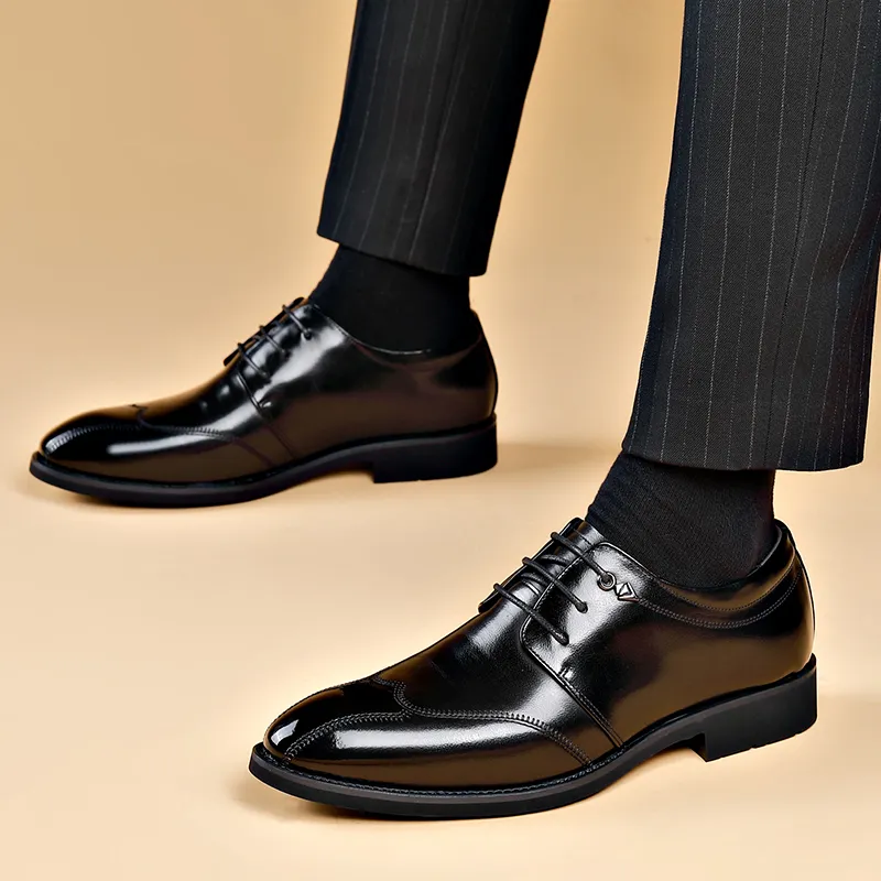 LUOMAIKE Dress Shoes Men Low Top Black, Brown-3