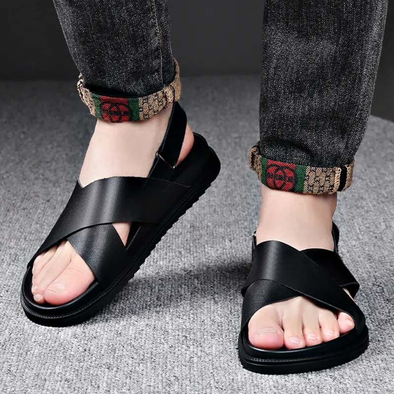 LUOMAIKE Beach Sandals Men's Black-6