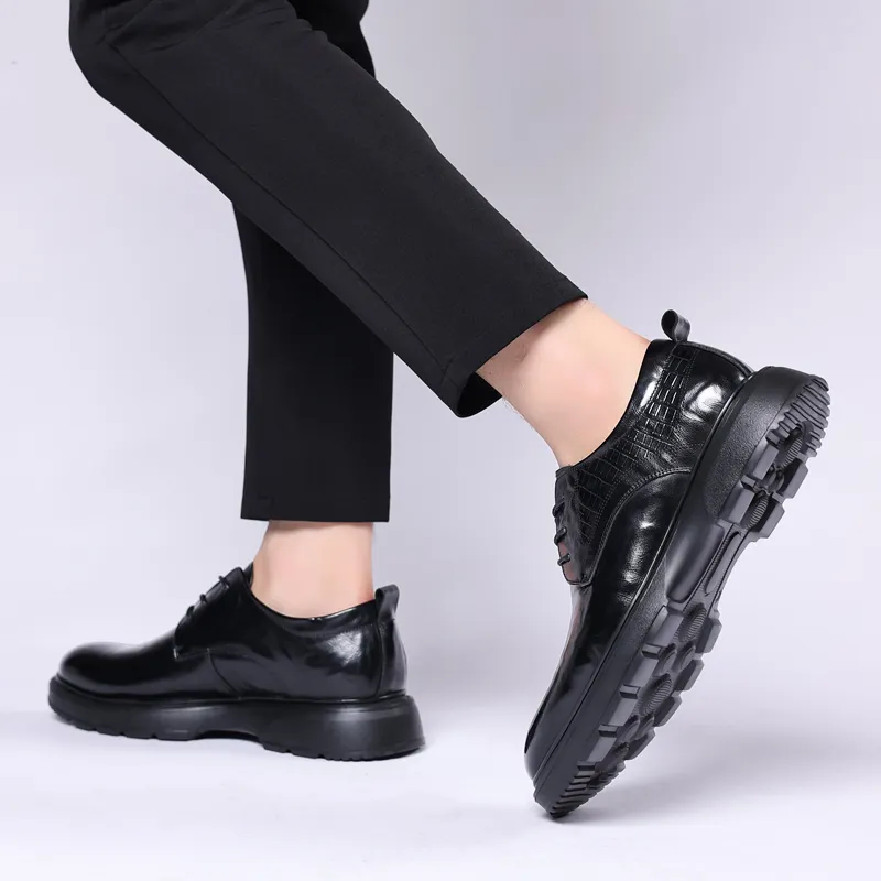 LUOMAIKE Dress Shoes Men Low Top Black/Brown-4