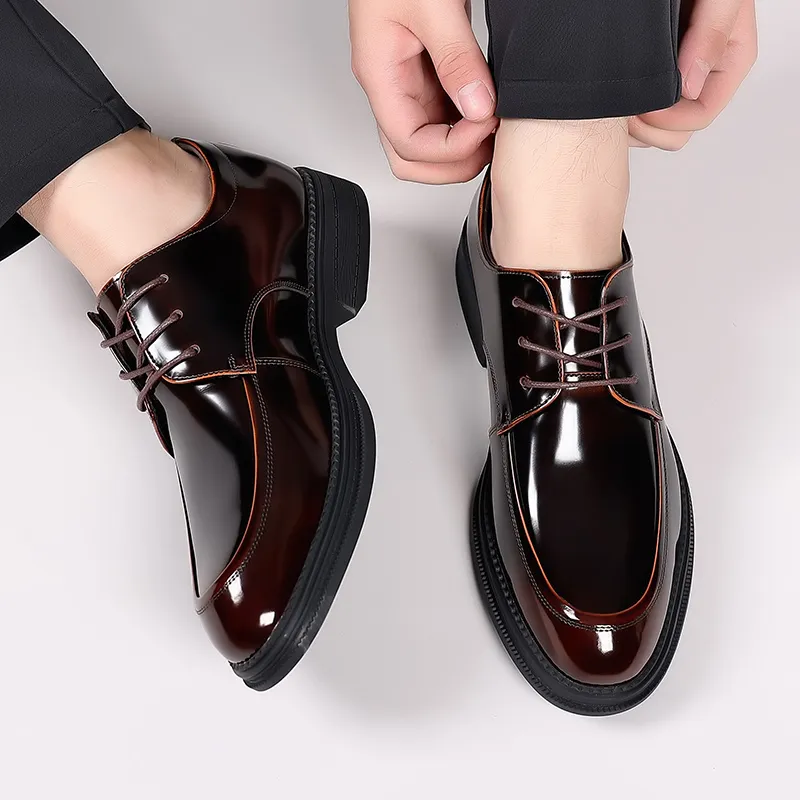 LUOMAIKE Dress Shoes Men Low Top Black/Brown-6