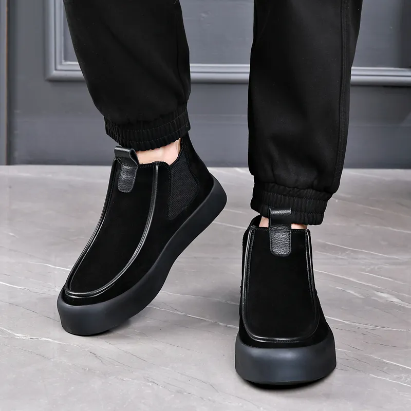 LUOMAIKE Ankle Length Chelsea Boots Men's Black-2