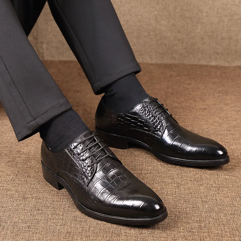 LUOMAIKE Dress Shoes Men Low Top Black, Burgundy-5