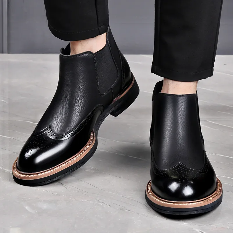LUOMAIKE Short Chelsea Boots Men's Black-2
