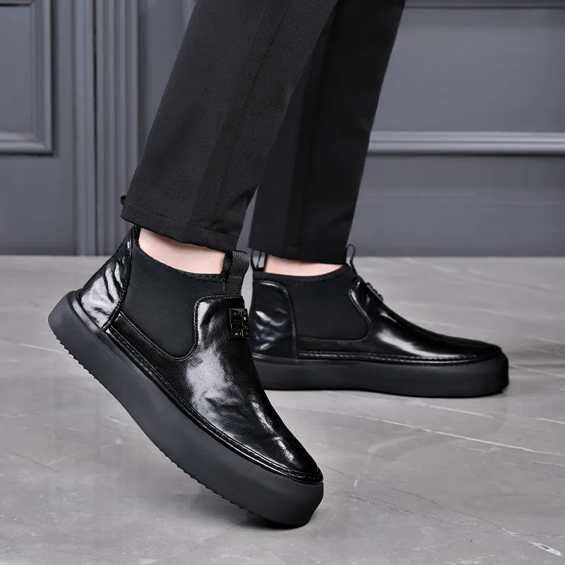 LUOMAIKE Ankle Length Chelsea Boots Men's Black-3