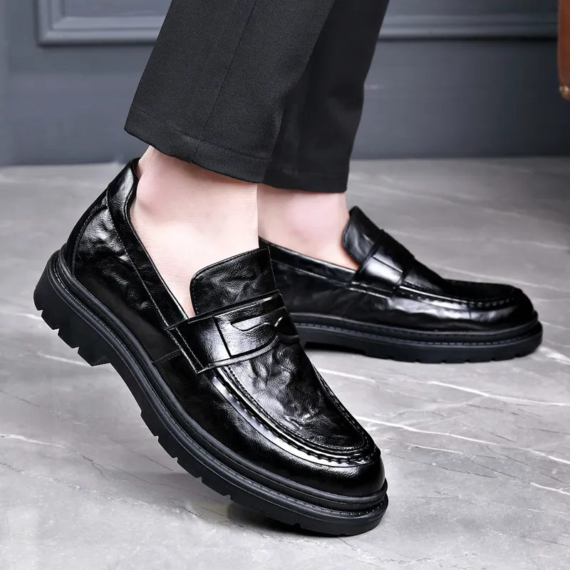 LUOMAIKE Dress Shoes Men Low Top Black-4