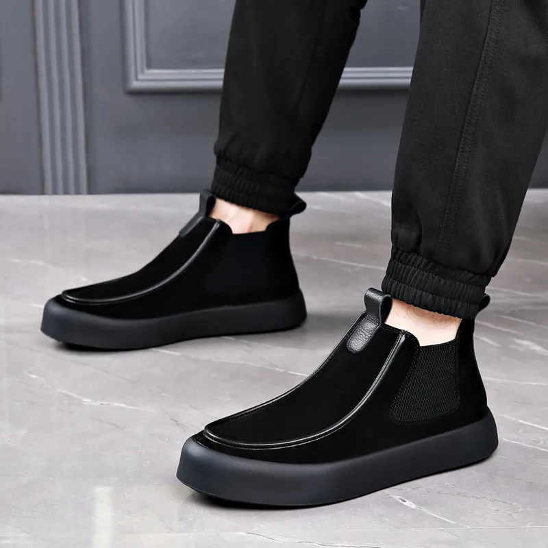 LUOMAIKE Ankle Length Chelsea Boots Men's Black-5