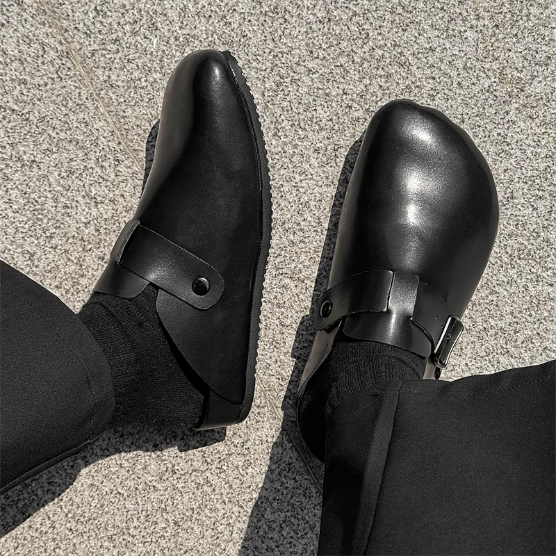 LUOMAIKE Slip Resistant Closed Toe Slippers Men's Black-4