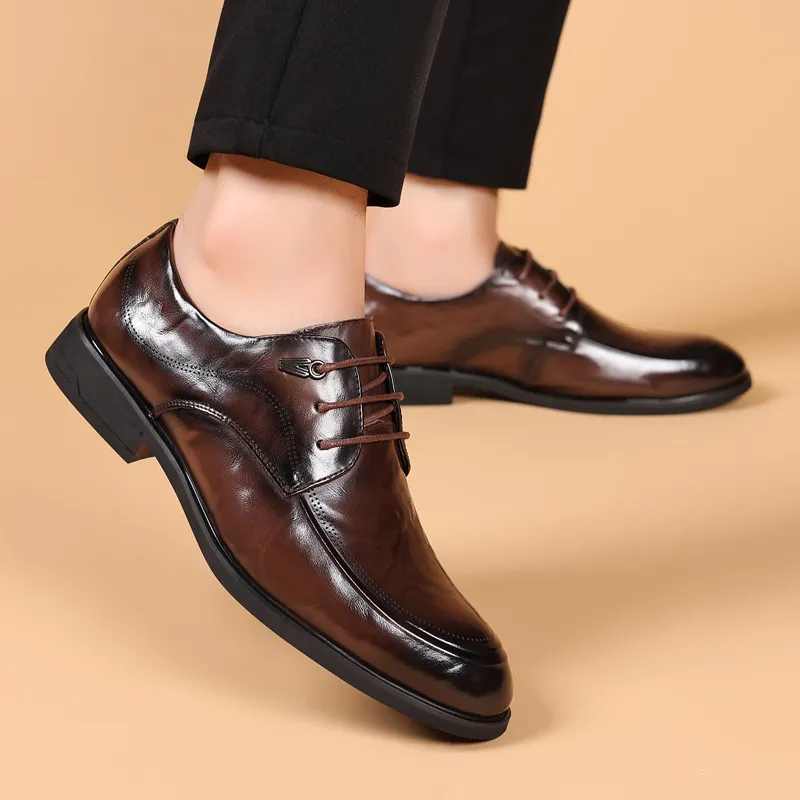 LUOMAIKE Dress Shoes Men Low Top Black, Brown-2