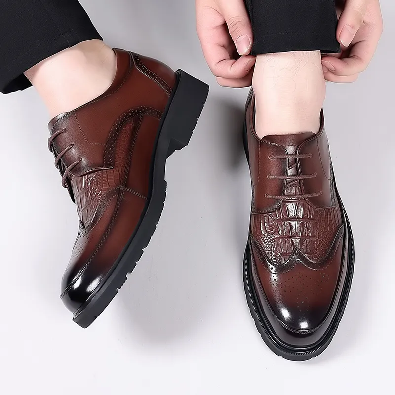 LUOMAIKE Dress Shoes Men Low Top Black/Brown-6