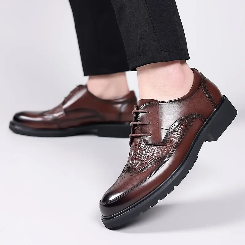 LUOMAIKE Dress Shoes Men Low Top Black/Brown-9
