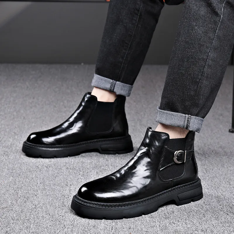 LUOMAIKE Short Chelsea Boots Men's Black-4