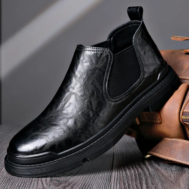 LUOMAIKE Ankle Length Chelsea Boots Men's Black-3