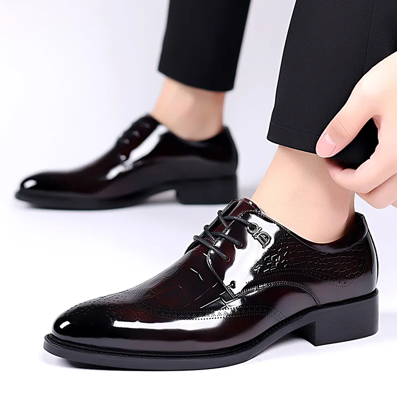 LUOMAIKE Dress Shoes Men Low Top Black/Burgundy-9
