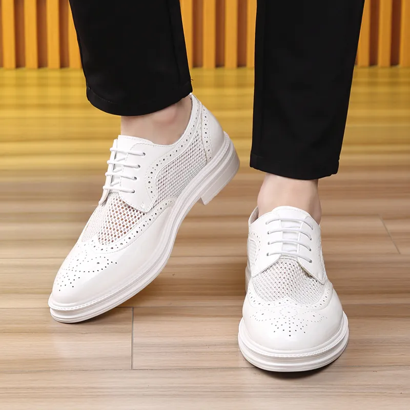 LUOMAIKE Dress Shoes Men Low Top Black, White-15