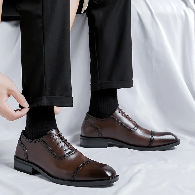 LUOMAIKE Dress Shoes Men Low Top Black, Brown-18