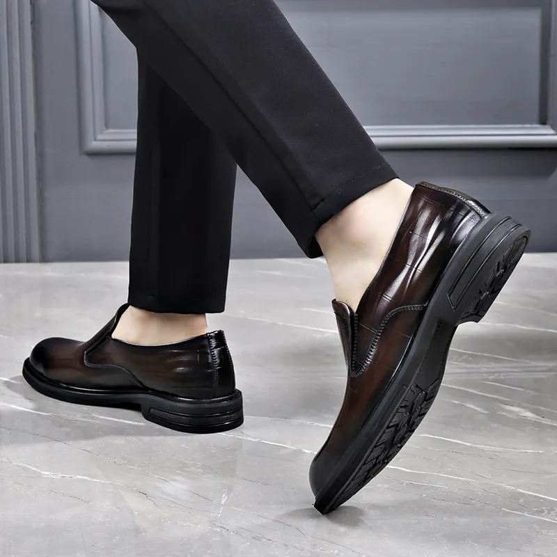 LUOMAIKE Dress Shoes Men Low Top Black/Brown-4