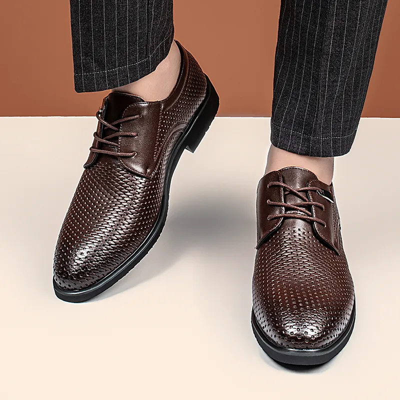 LUOMAIKE Dress Shoes Men Low Top Black, Brown-7