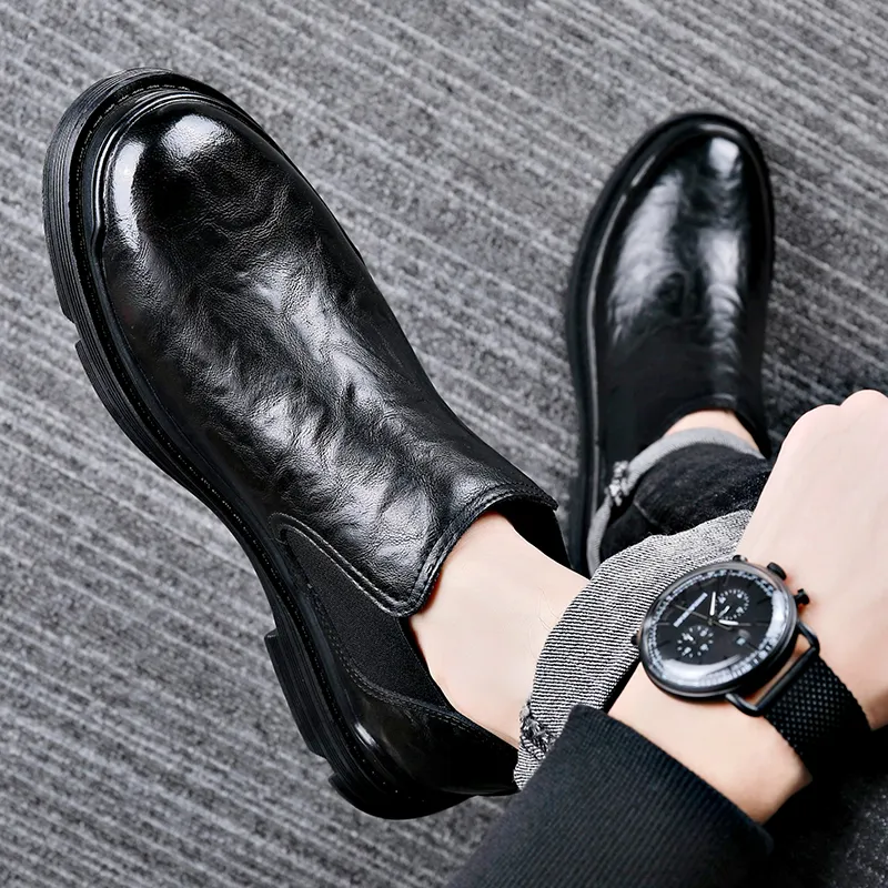 LUOMAIKE Ankle Length Chelsea Boots Men's Black-1