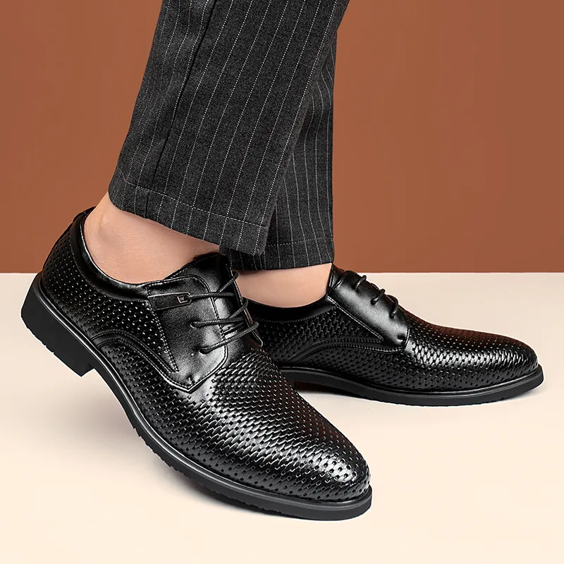 LUOMAIKE Dress Shoes Men Low Top Black, Brown-3