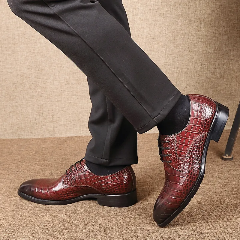 LUOMAIKE Dress Shoes Men Low Top Black, Burgundy-11