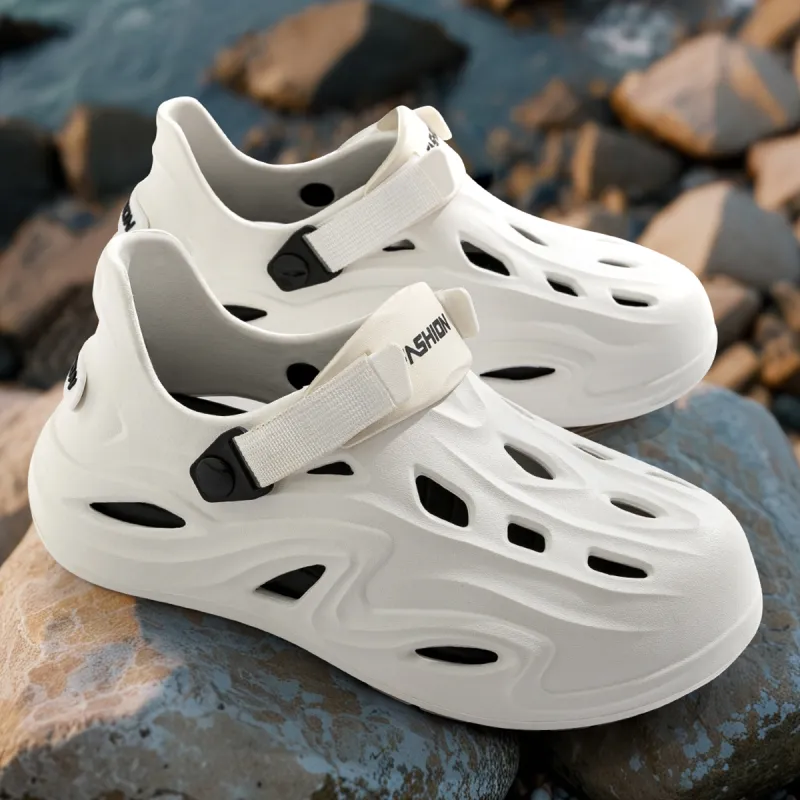 Soft Detachable Sole Platform Soft Elastic Squashy And Bouncy Feeling Streamside Closed Toe Sandals, Men's-1