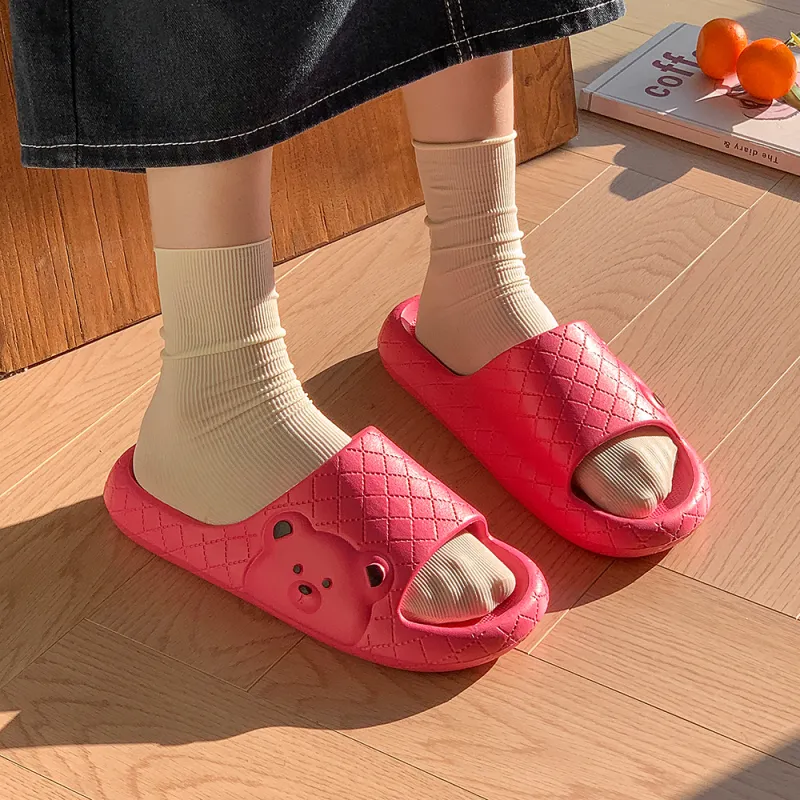 Soft Soft And Cute Round Tip Bear Slippers Summer Home Squashy And Bouncy Feeling Slippers-12