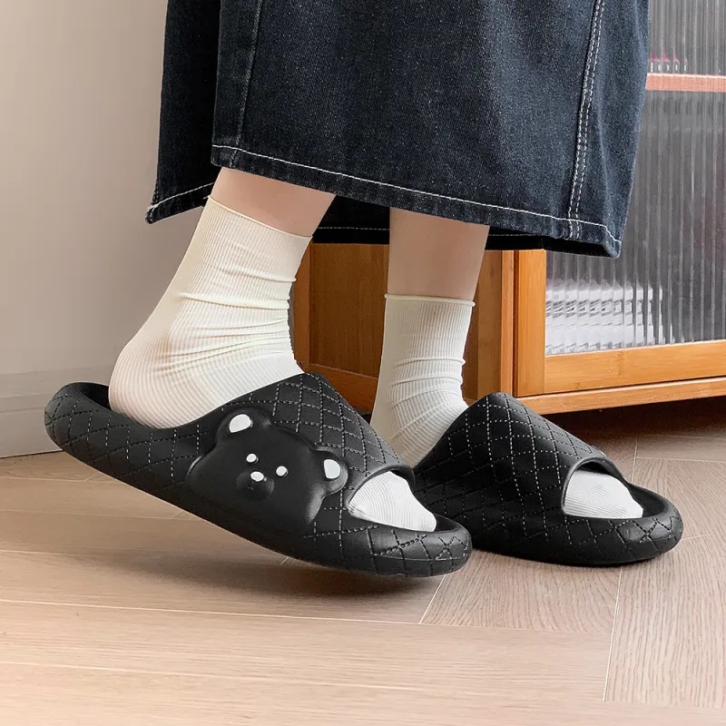Soft Soft And Cute Round Tip Bear Slippers Summer Home Squashy And Bouncy Feeling Slippers-25