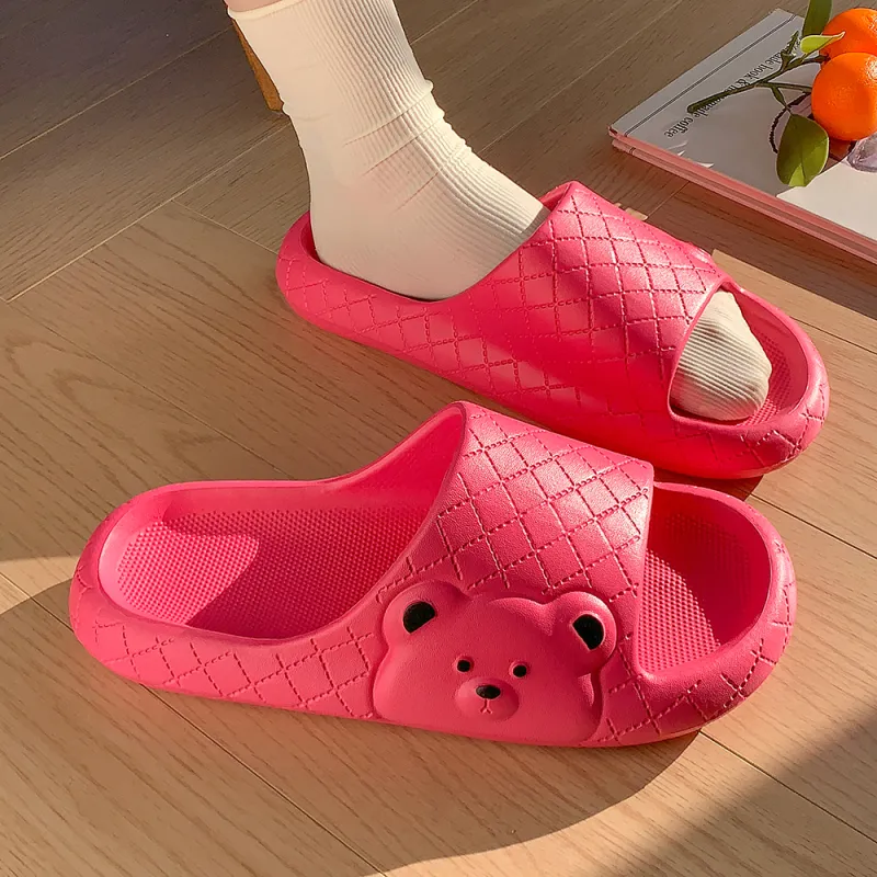 Soft Soft And Cute Round Tip Bear Slippers Summer Home Squashy And Bouncy Feeling Slippers-11