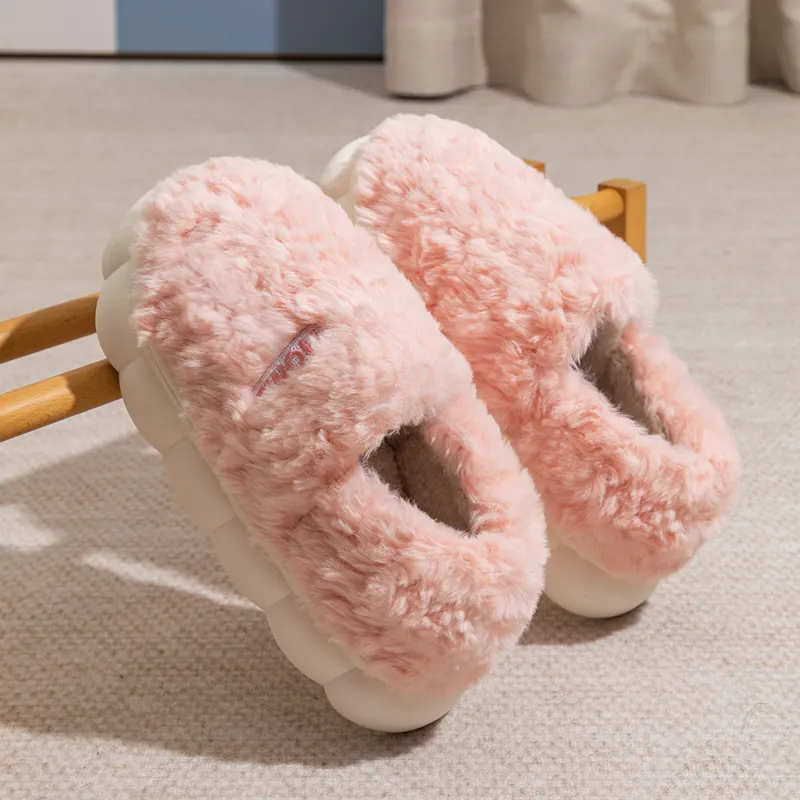 Soft Home Slippers White Pink/Coffee/Blue Gray-3
