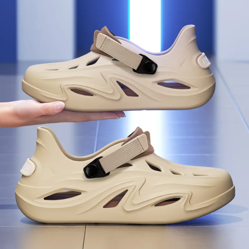 Soft Detachable Sole Platform Soft Elastic Squashy And Bouncy Feeling Streamside Closed Toe Sandals, Men's-21