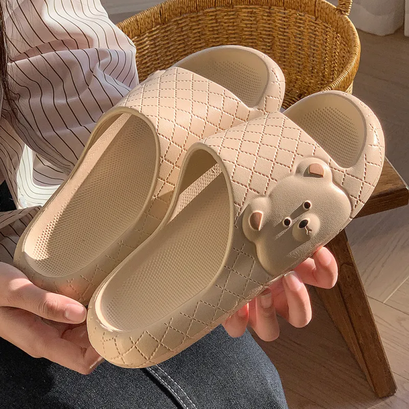 Soft Soft And Cute Round Tip Bear Slippers Summer Home Squashy And Bouncy Feeling Slippers-4