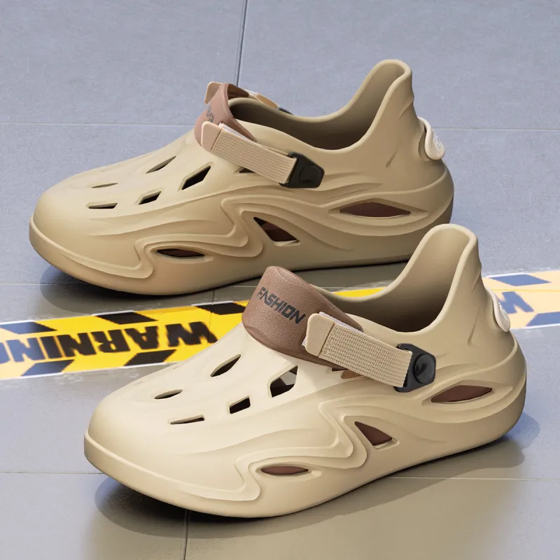 Soft Detachable Sole Platform Soft Elastic Squashy And Bouncy Feeling Streamside Closed Toe Sandals, Men's-22