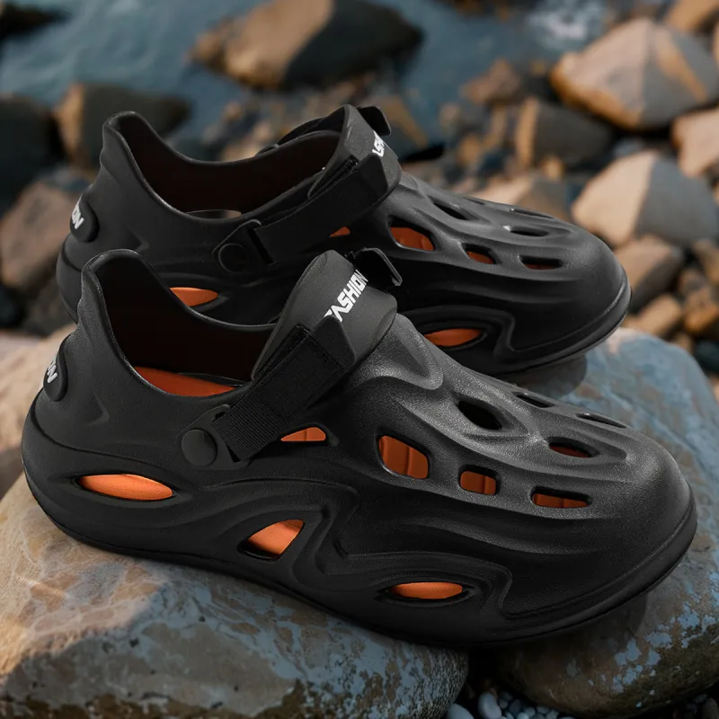 Soft Detachable Sole Platform Soft Elastic Squashy And Bouncy Feeling Streamside Closed Toe Sandals, Men's-9