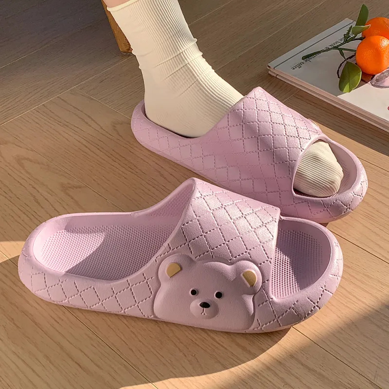 Soft Soft And Cute Round Tip Bear Slippers Summer Home Squashy And Bouncy Feeling Slippers-16
