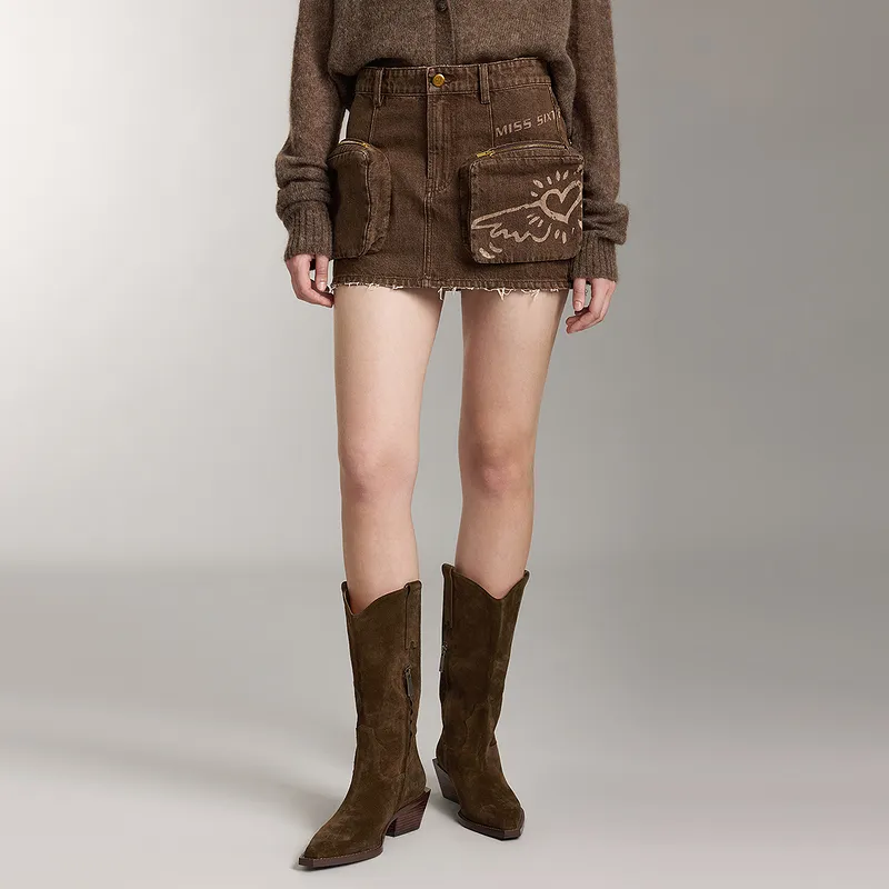 Miss Sixty Denim Short Skirts Women's Khaki-2