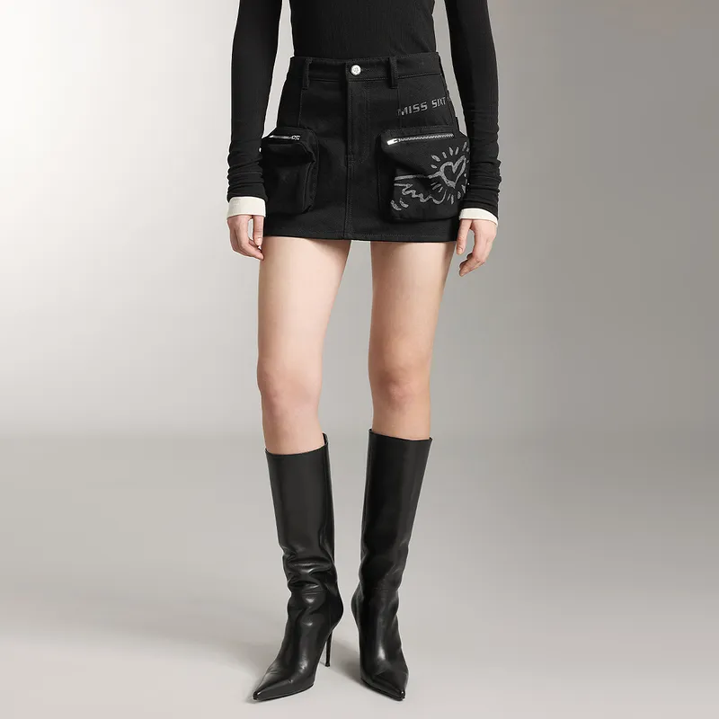 Miss Sixty Denim Short Skirts Women's Black-2