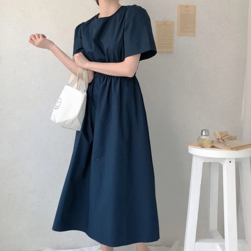 MKBY Short Sleeved Dress Women's Navy Blue-2
