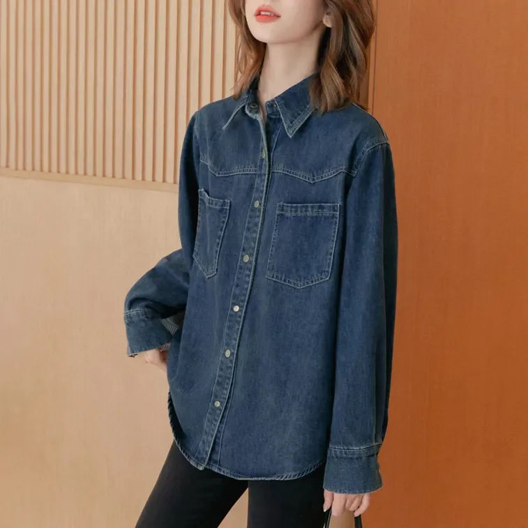 MKBY Denim Jacket Top Women's Blue-2