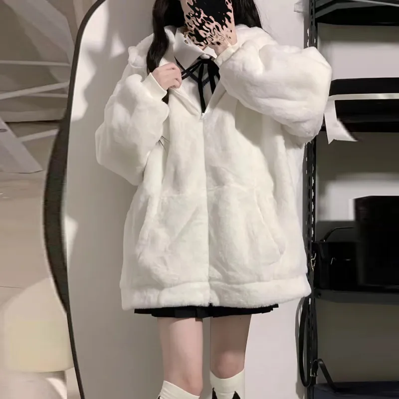MKBY Velvet feel Coat Women's White-2
