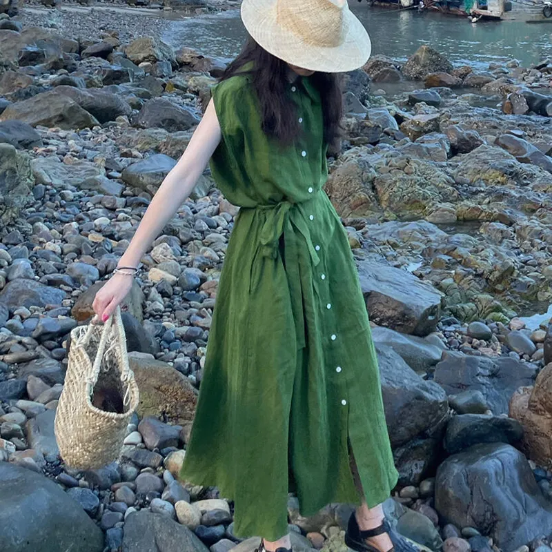 MKBY Sleeveless Dress Women's Green-4