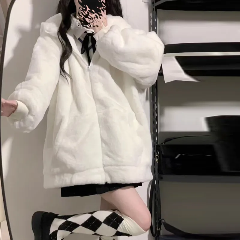 MKBY Velvet feel Coat Women's White-3